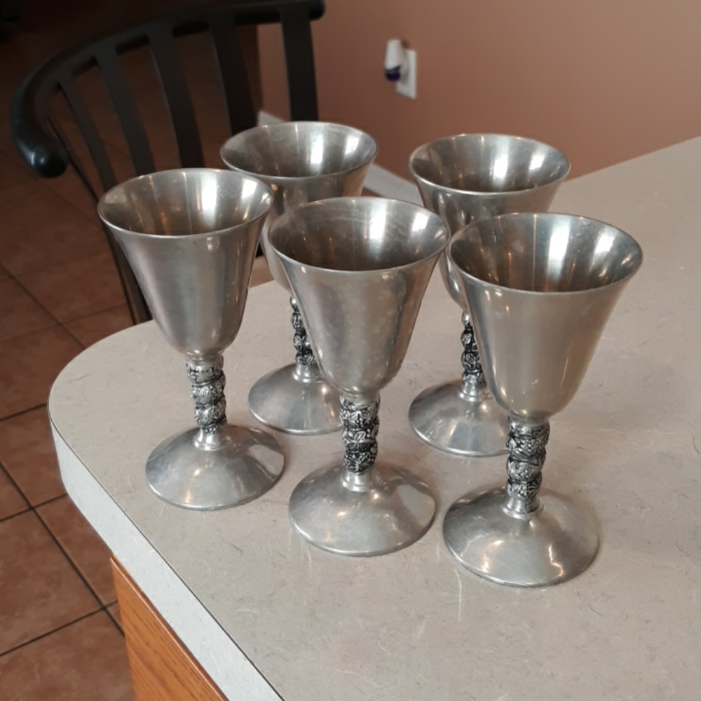 Collectable vintage silver plated champagne shots